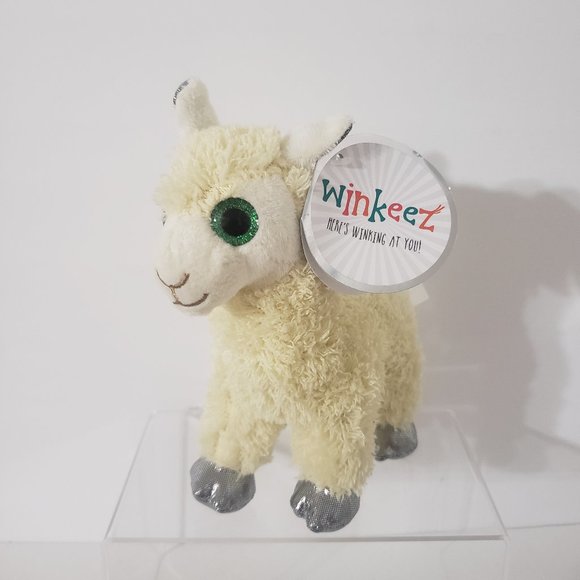 Winkeez Llama Stuffed 7" Plush Animals Green Glittery Eyes NWT - Picture 1 of 10